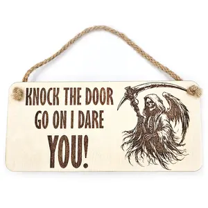 Knock The Door Grim Reaper Decorative Sign | Plaque | Hanging or Desk Mounted