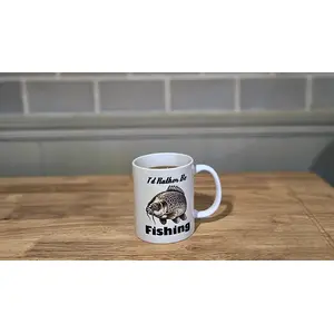 Id Rather Be Fishing Mug White With No1 Fisherman and Best Dad in the World on Rear