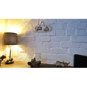 Be Our Guest Sign Deluxe Decorative Plaque With 3D Raised Lettering and Bed Graphic