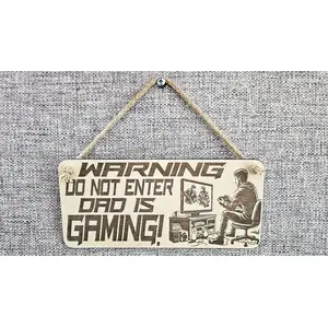 Dad Gamer Plaque WARNING Do Not Enter Dads GAMING Personalised Dad Gift