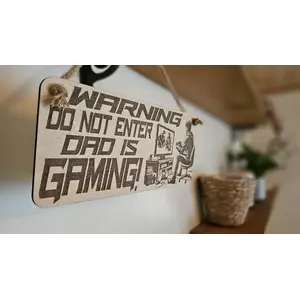 Dad Gamer Plaque WARNING Do Not Enter Dads GAMING Personalised Dad Gift