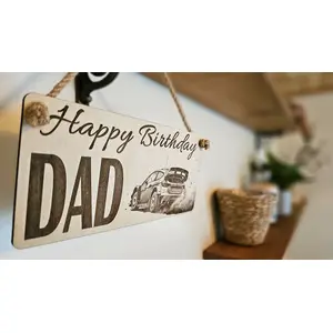 Happy Birthday Dad Sign Racing Rally Car Plaque Decorative Wooden Sign | Personalised
