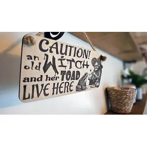 Caution An Old Witch And Her Toad Live Here Decorative Sign | Plaque
