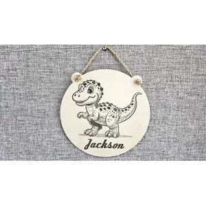 Young Dinosaur Childrens Bedroom Name Sign | Personalised Gift For Your Baby Toddler