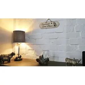 Goodnight God Bless Decorative Sign | Plaque with Heart and Praying Hands