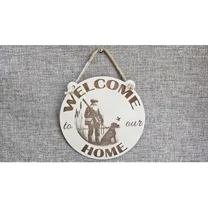 Hunting Themed Welcome To Our Home Sign Shooting Hanging Wall Plaque