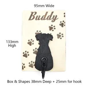 Custom Dog Lead Holder Wall Mounted Engraved With Dog Paws and Name Personalised Gift Ideas