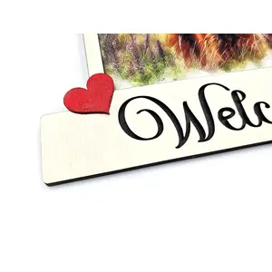 Highland Cow Welcome Sign Modern Design With Colourful Picture