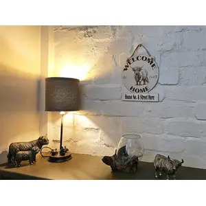 Personalised Welcome to our Home Highland Cow Plaque Decorative Sign
