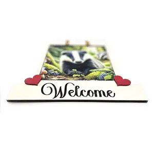 Badger Wildlife Welcome Sign Modern Design With Colourful Picture