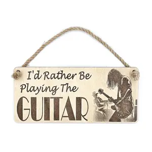 Decorative Guitar Sign | Plaque | I'd Rather Be Playing The Guitar