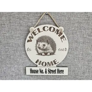 Personalised Welcome to our Home Hedgehog Plaque Decorative Sign