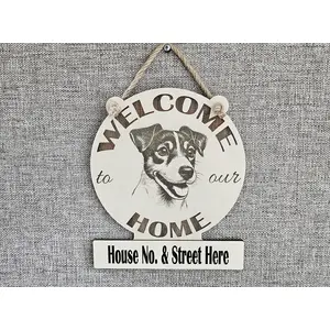 Personalised Welcome to our Home Jack Russell Plaque Decorative Sign
