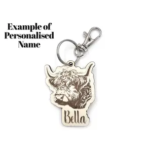 Personalised Jack Russell Novelty Wooden Keyring Shaped with Split Ring and Clip