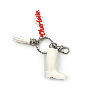 Welly Boot Gardening Themed Keyring with Tassle and clasp