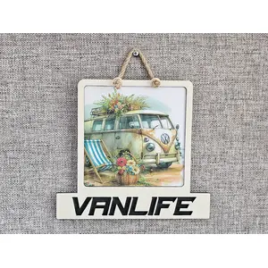 Vanlife Sign Modern Design With Colourful Picture Classic Campervan