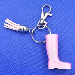 Welly Boot Gardening Themed Keyring with Tassle and clasp