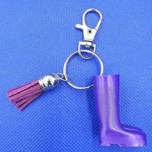 Welly Boot Gardening Themed Keyring with Tassle and clasp