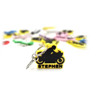 Motorbike Keyring Rider - Bag Tag Charm Personalise With Your Name