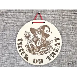 Halloween Trick or Treat Sign With A Witch Image