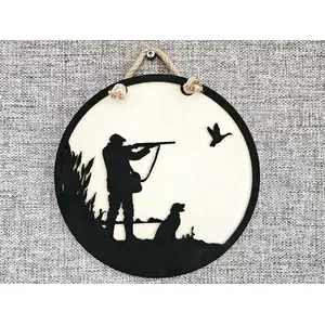 Hunting Themed Sign Shooting Scene Wall Plaque