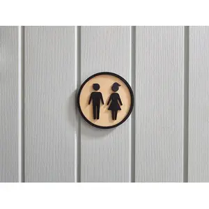 Toilet Decorative Door Sign Wooden Plaque Elegant Engraved Round Design