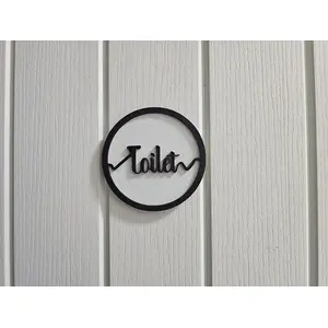 Toilet Door Sign Decorative Wooden Plaque Elegant Engraved Round Design