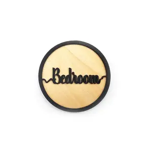 Bedroom Door Sign Decorative Wooden Plaque Elegant Engraved Round Design