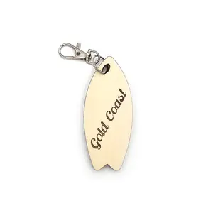 Novelty Surfing Turtle Themed Surfboard Shaped Wooden Keyring