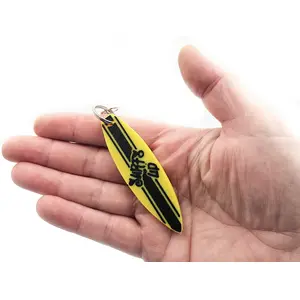 Surfboard Keyring Surfs Up Stripes Bag Tag Charm