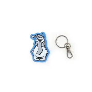 Baby Polar Bear in Hat & Scarf Keyring Novelty Bag Tag Charm