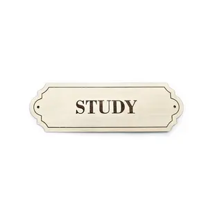 Study Door Decorative Sign, Wooden Plaque | Elegant Classic Design