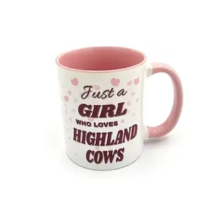 Highland Cow in a Bath Mug 11oz Pink and White