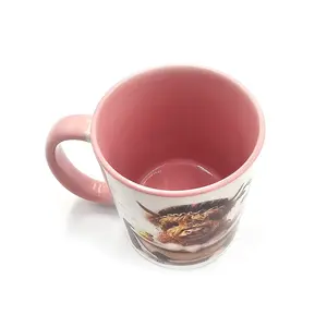 Highland Cow in a Bath Mug 11oz Pink and White