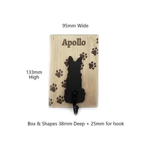 Custom Big Dog Lead Holder Wall Mounted Engraved With Dog Paws and Name Personalised Gift Ideas
