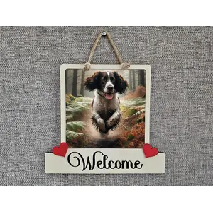 Cocker - Springer Spaniel Welcome Sign Modern Design With Colourful Picture