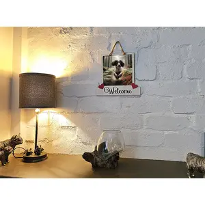 Cocker - Springer Spaniel Welcome Sign Modern Design With Colourful Picture