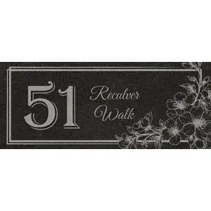 Slate House Sign Floral Laser Engraved