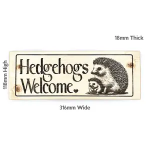 Hedgehogs Welcome Personalised Custom Solid Wooden Sign Outdoor Plaque