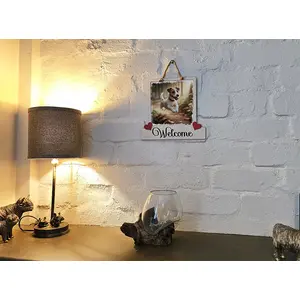 Jack Russell Welcome Sign Modern Design With Colourful Picture