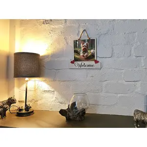 Yorkshire Terrier Welcome Sign Modern Design With Colourful Picture