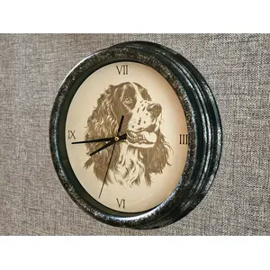 Wall Clock With Engraved Dog Image - Suitable For Outdoor Use