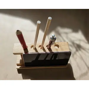 Handmade Solid Oak Desk Organiser Pen and Phone Holder