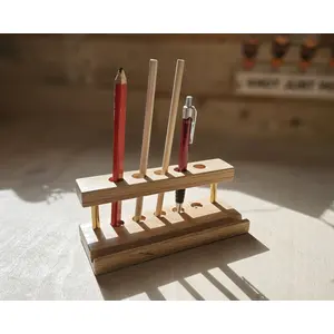 Handmade Solid Oak Desk Organiser Pen and Phone Holder