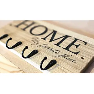 Oak Wall Mounted Key Holder with 4 Hooks - Reclaimed Wood