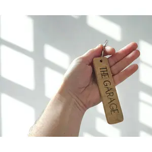 Solid Oak Personalised Keyring, Large Rectangular Shaped Handmade Gift From Reclaimed Wood
