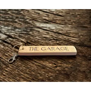 Solid Oak Personalised Keyring, Large Rectangular Shaped Handmade Gift From Reclaimed Wood