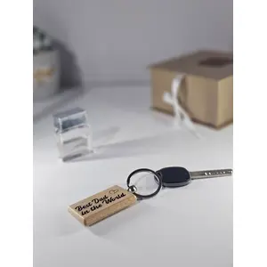 Best Dad in the world personalised quality wooden keyring