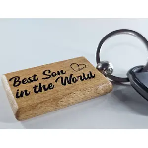 Best Son / Son in Law in the World wooden Keyring high quality engraved