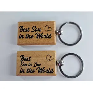 Best Son / Son in Law in the World wooden Keyring high quality engraved